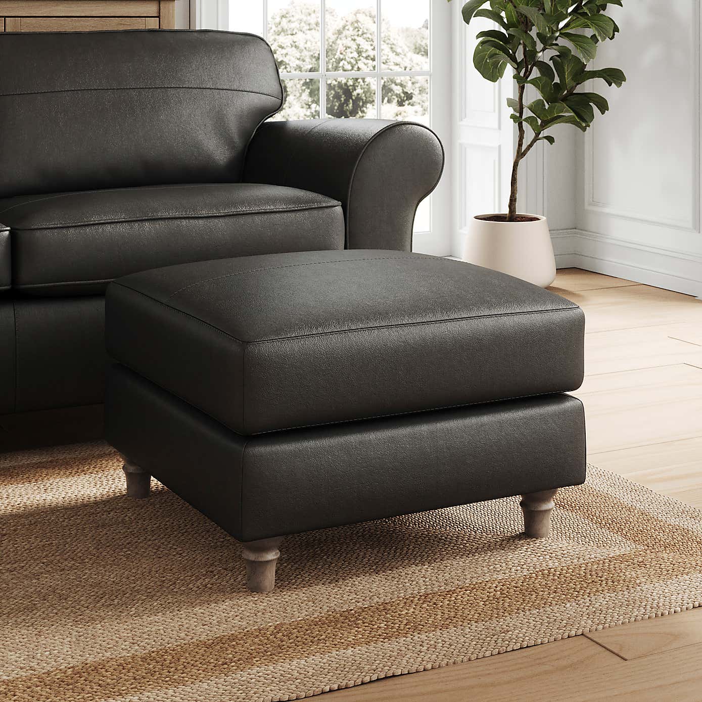 Flori Vintage Leather Footstool