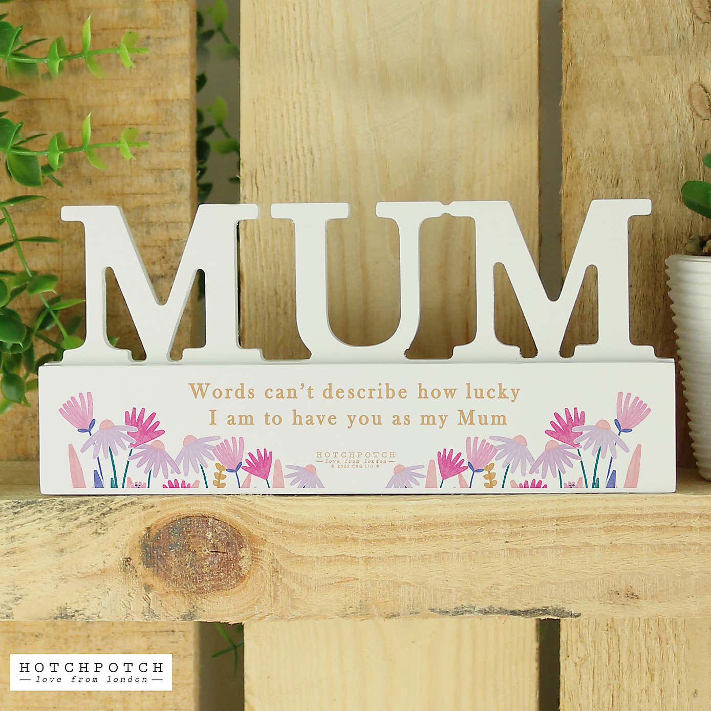 Personalised Wild Flowers Mum Wooden Ornament
