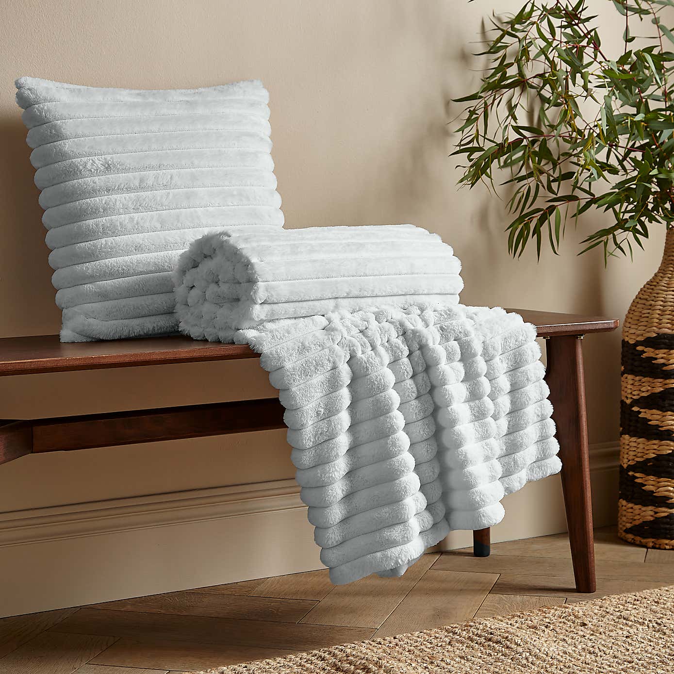 Catherine Lansfield Cosy Ribbed Square Cushion