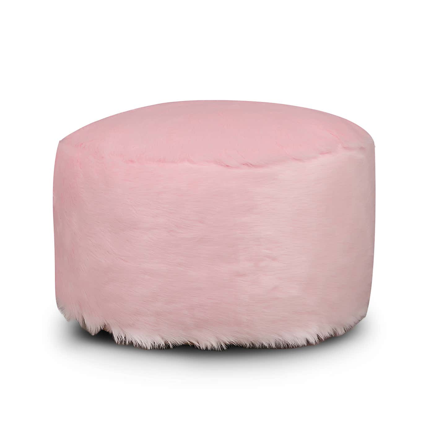 Kaikoo Pink Faux Fur Footstool