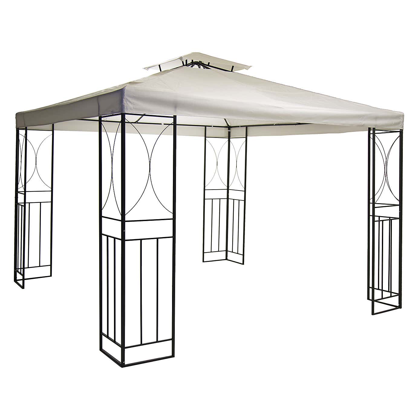 Charles Bentley Steel Cream Gazebo with Fly Screen