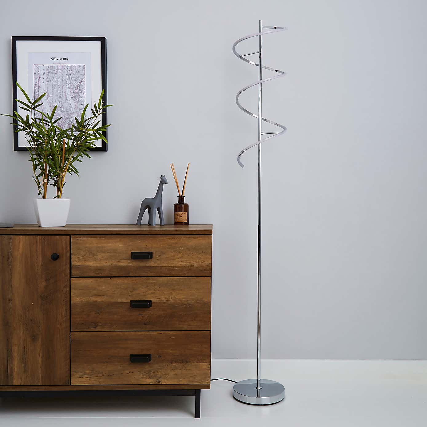 Apollo Integrated LED Dimmable Chrome Floor Lamp