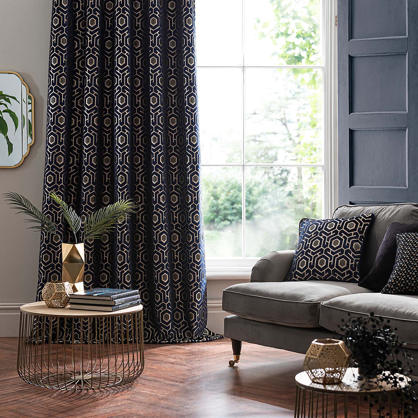 Geo Cut Velvet Eyelet Curtains