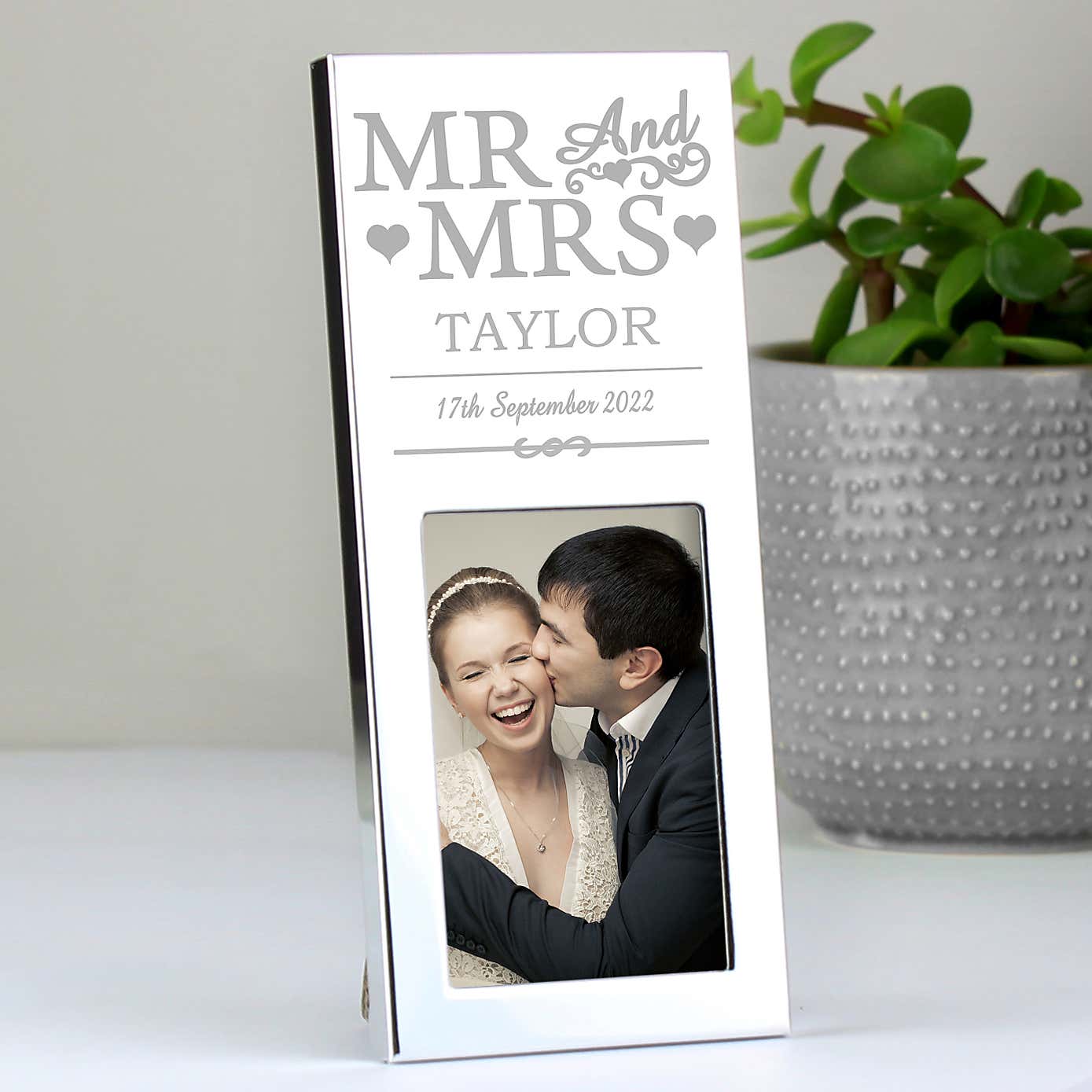 Personalised Small Mr and Mrs Silver Photo Frame
