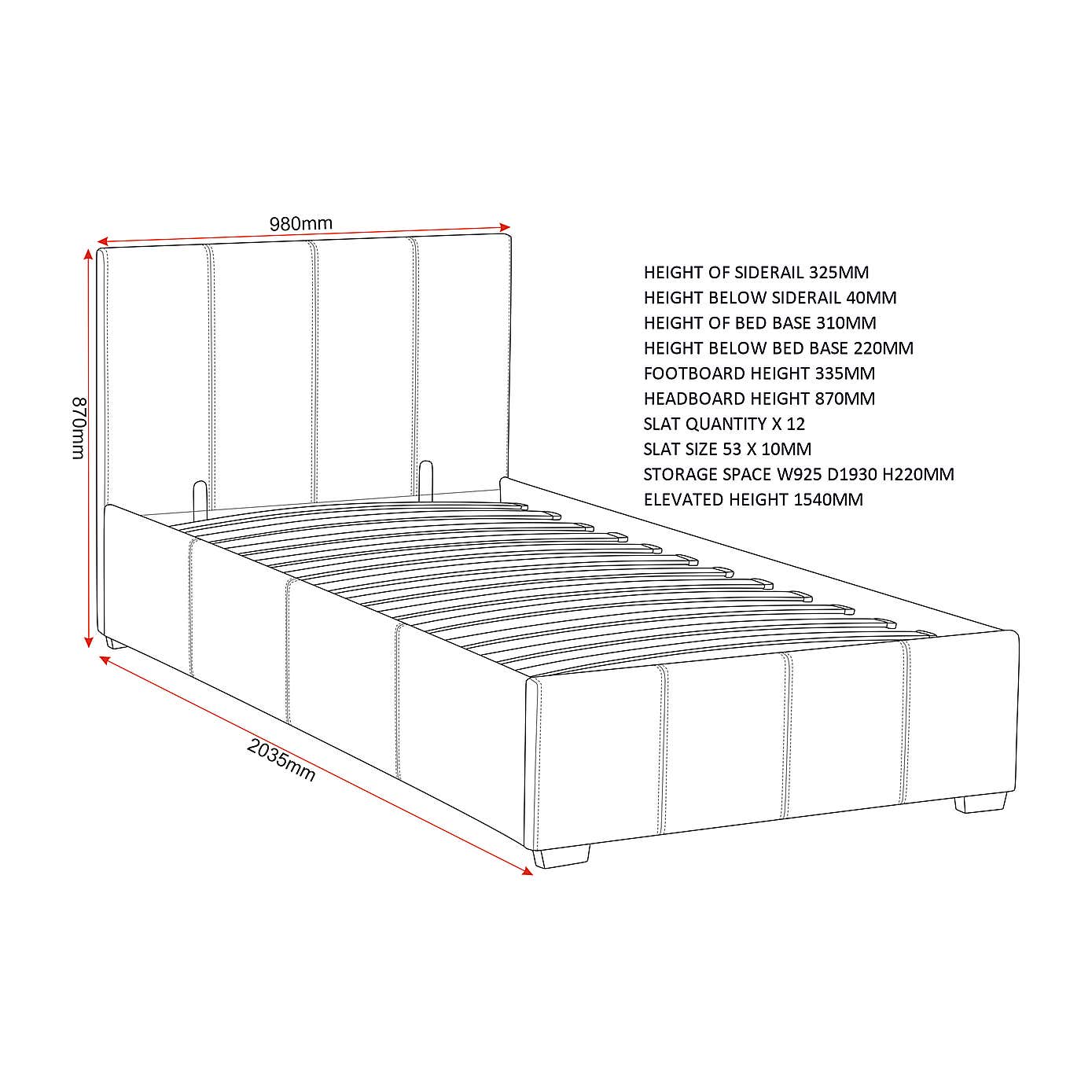 Waverley Faux Leather Ottoman Bedstead - Grey