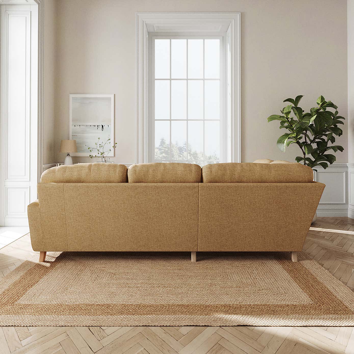 Martha Slub Faux Linen Full Corner Sofa