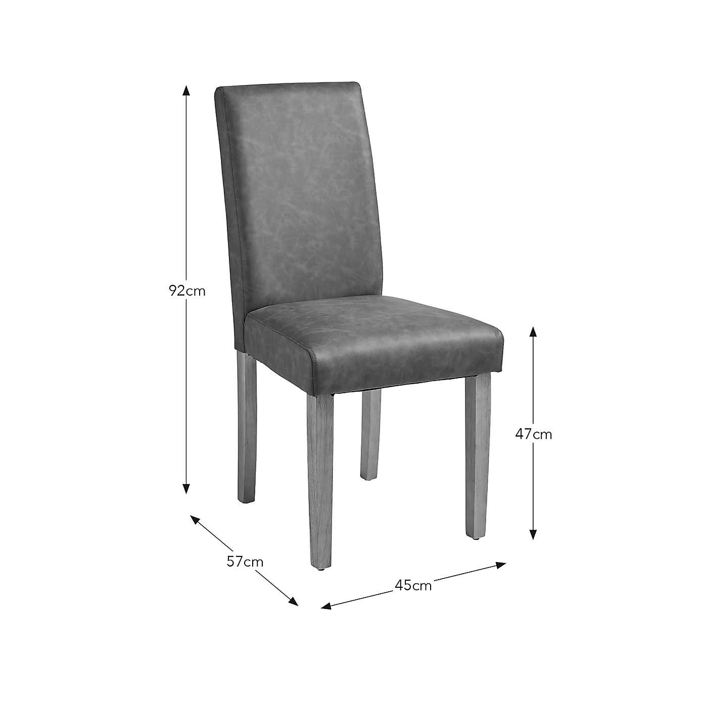 Hugo Set of 2 Dining Chairs, Distressed Faux Leather