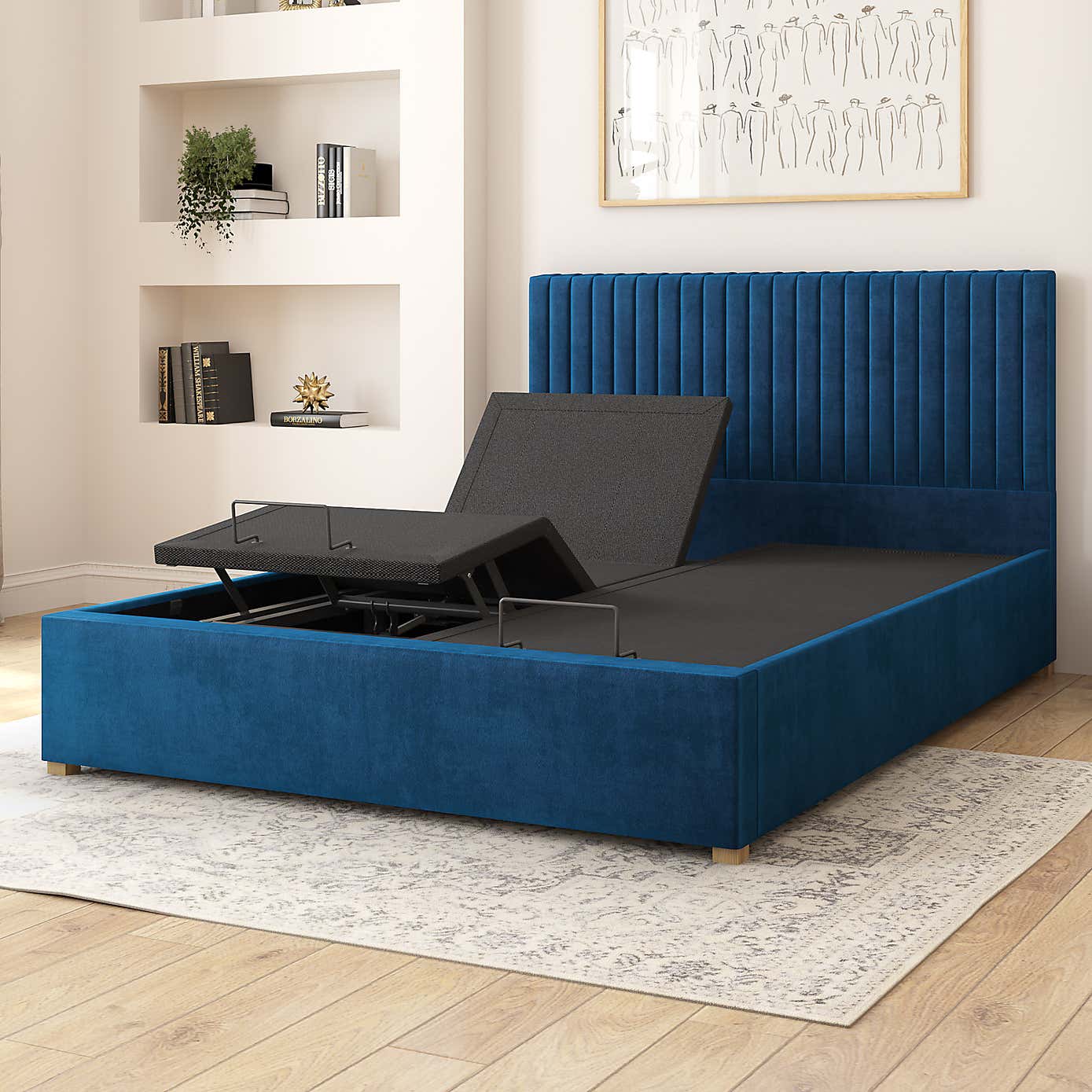 Grant Plush Velvet Adjustable Bed