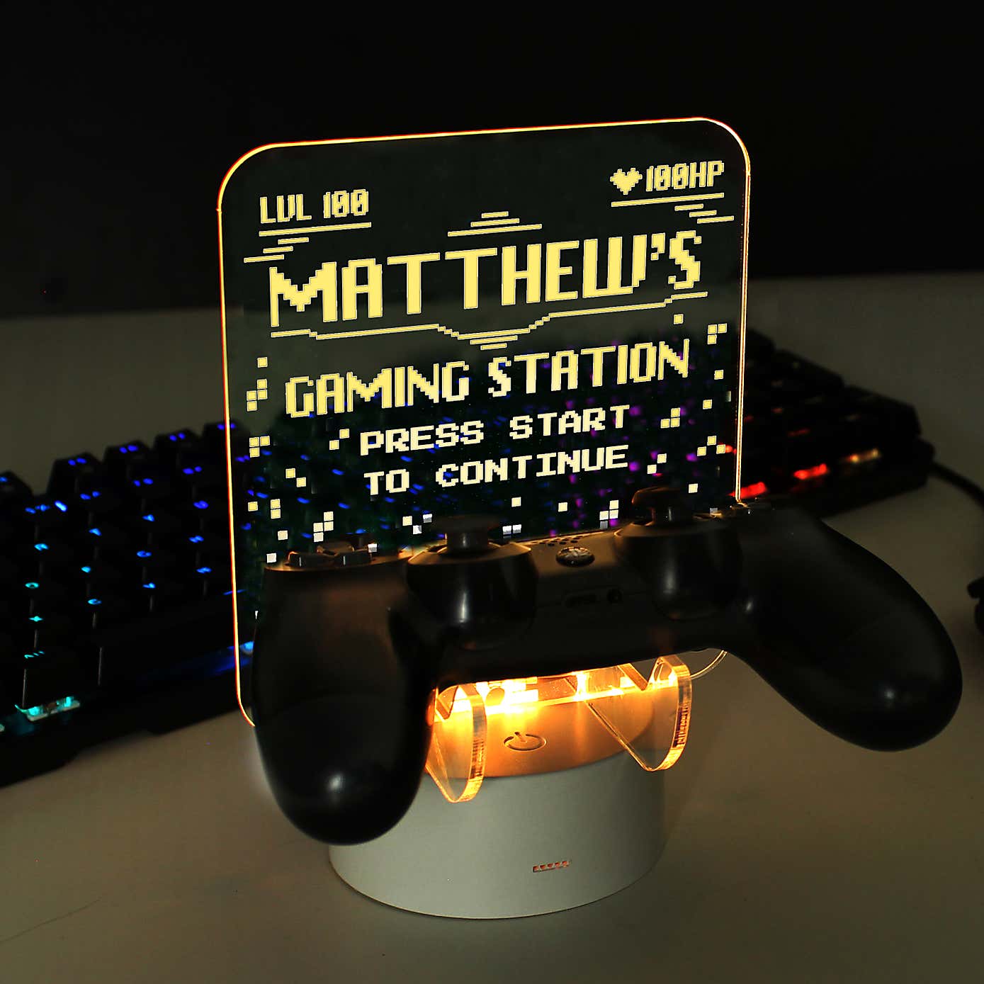 Personalised Gaming Controller Holder Colour Changing LED Light