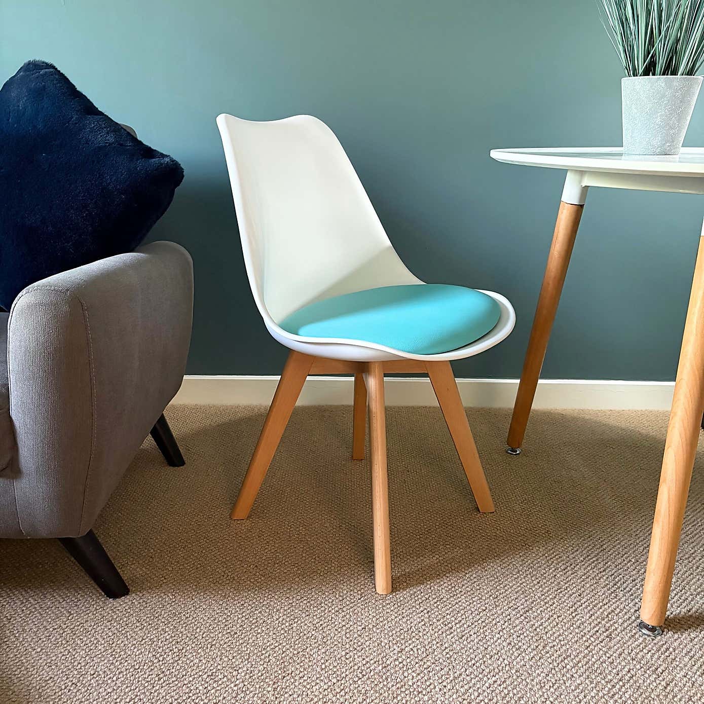 Fusion Living Soho White Plastic Dining Chair with Squared Legs