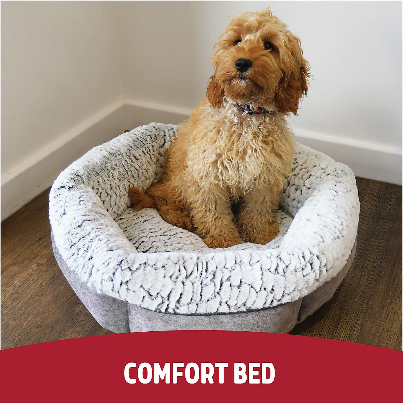 Rosewood Fleece Lined Plush Pet Bed
