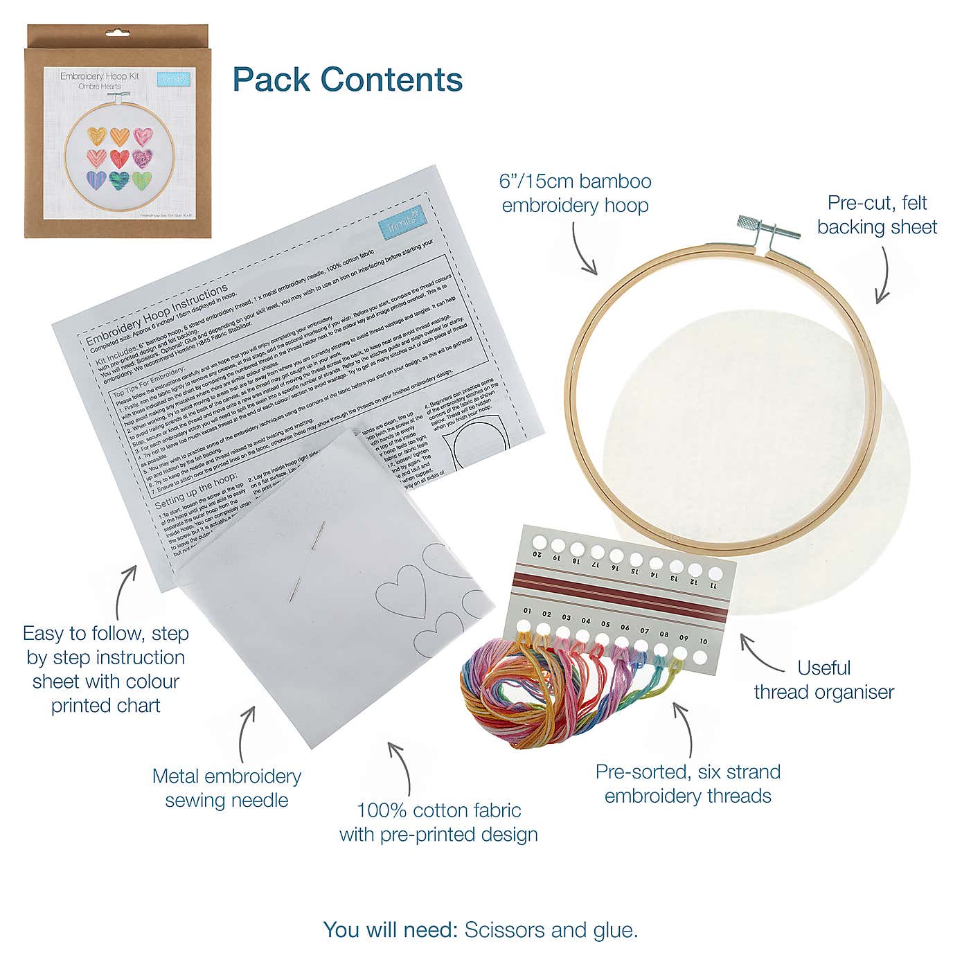 Embroidery Kit Ombre Hearts