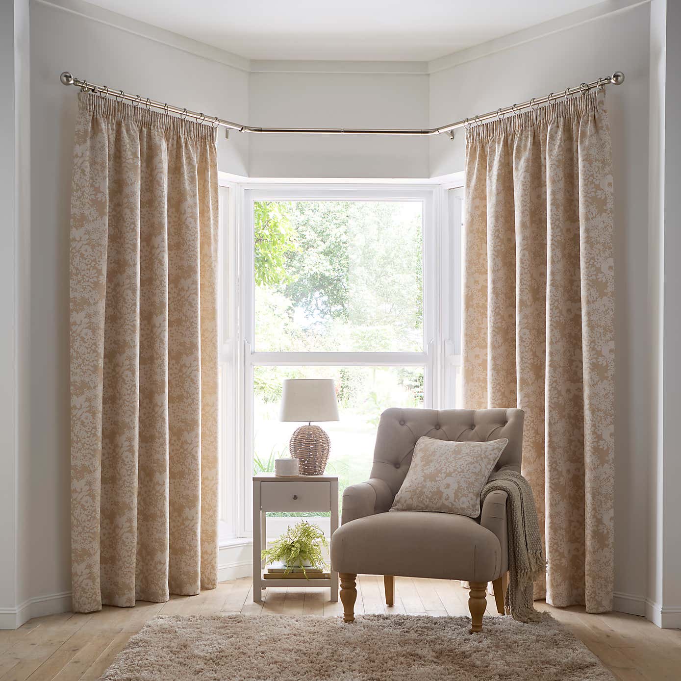 Sofia Floral Pencil Pleat Curtains