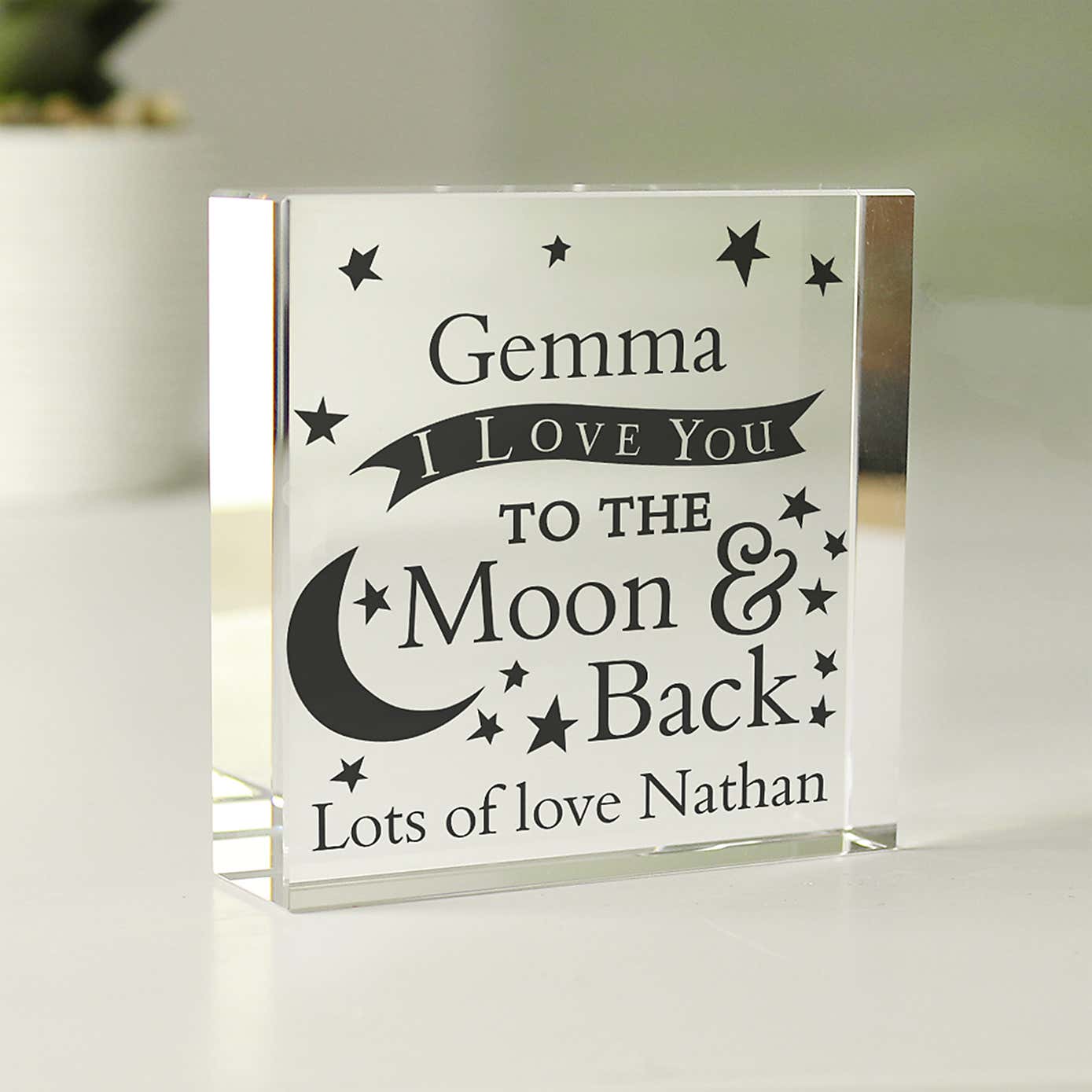 Personalised To the Moon and Back Crystal Token