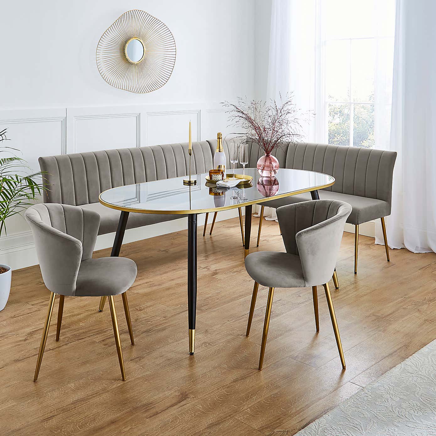 Kendall Velvet Corner Bench