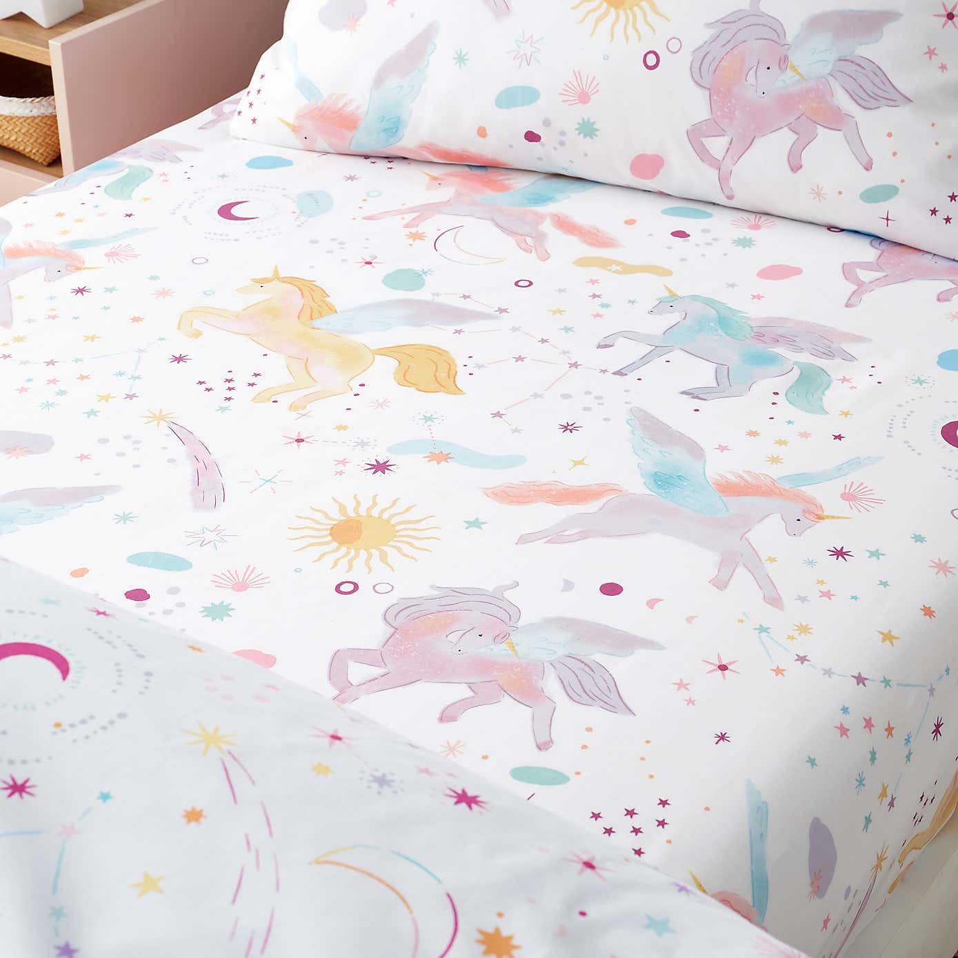 Pack of 2 Celestial Unicorn Polycotton Fitted Sheets