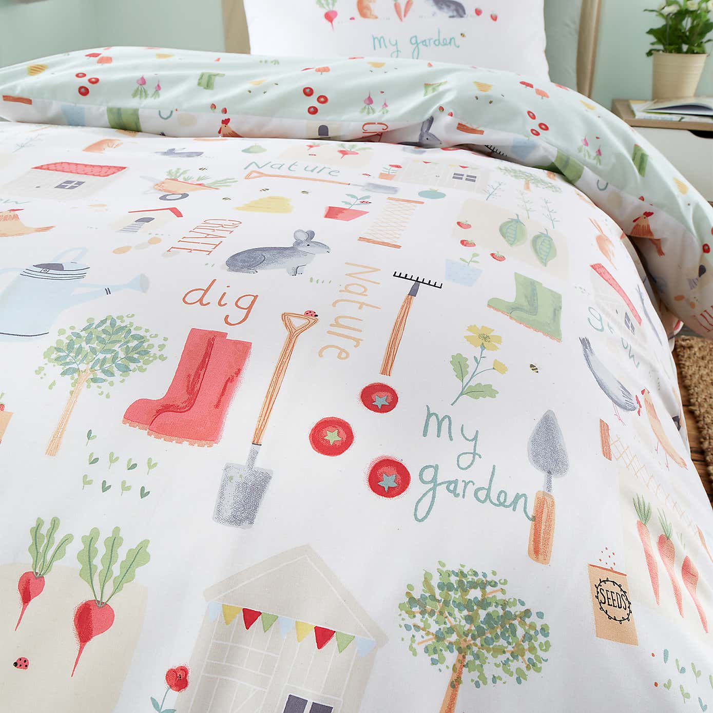 Catherine Lansfield My Allotment Polycotton Duvet Cover & Pillowcase Set
