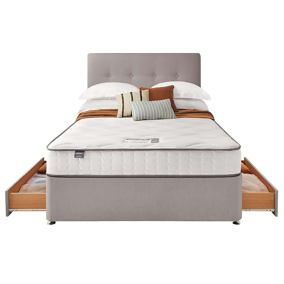 Silentnight 2 Drawer Divan Bed With Fabric Francisco Headboard