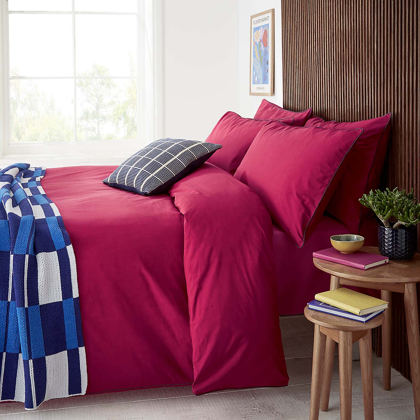Elements Pure Cotton Magenta Duvet Cover and Pillowcase Set