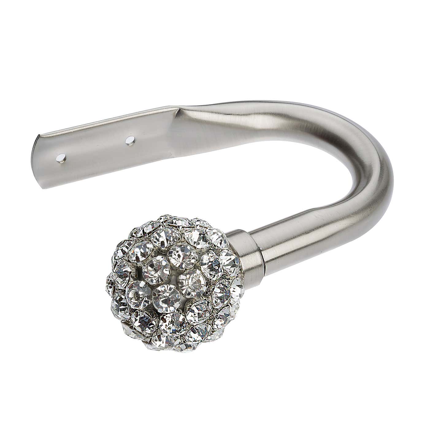 Diamante Cluster Satin Silver Holdbacks