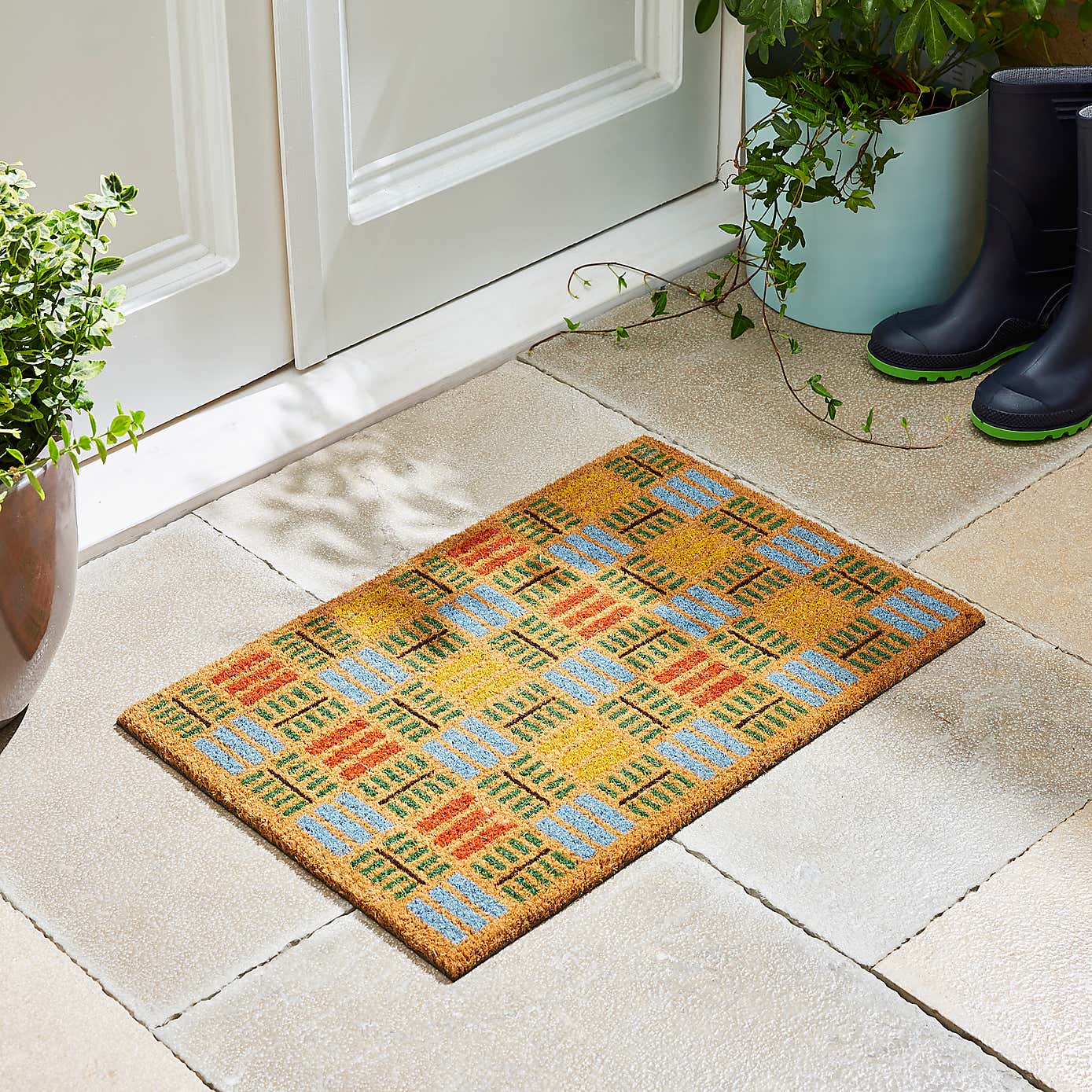 Checkerboard Coir Doormat