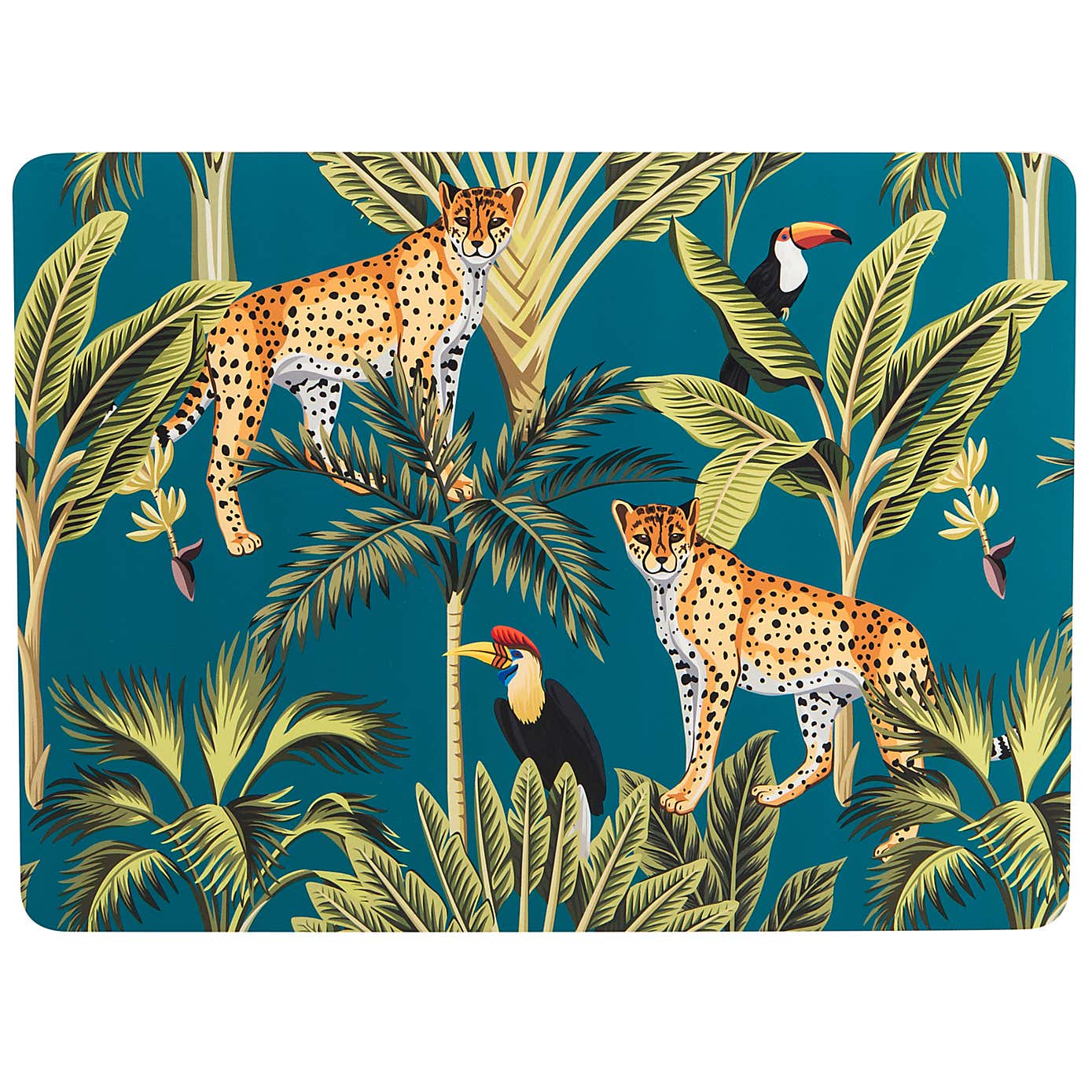 Madagascar Set of 4 Cheetah Teal Placemats