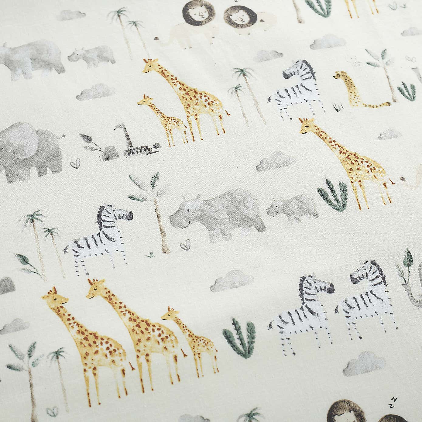 Safari Natural 100% Cotton Cot Bed Duvet Cover and Pillowcase Set