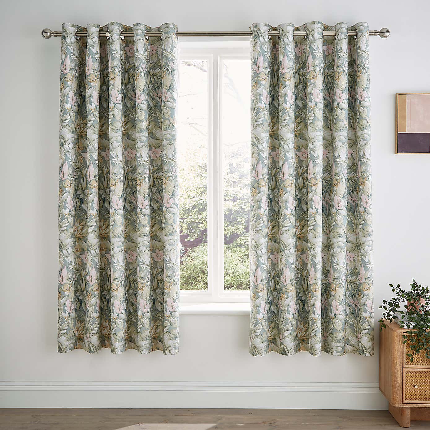 Soft Tropics Blackout Eyelet Curtains