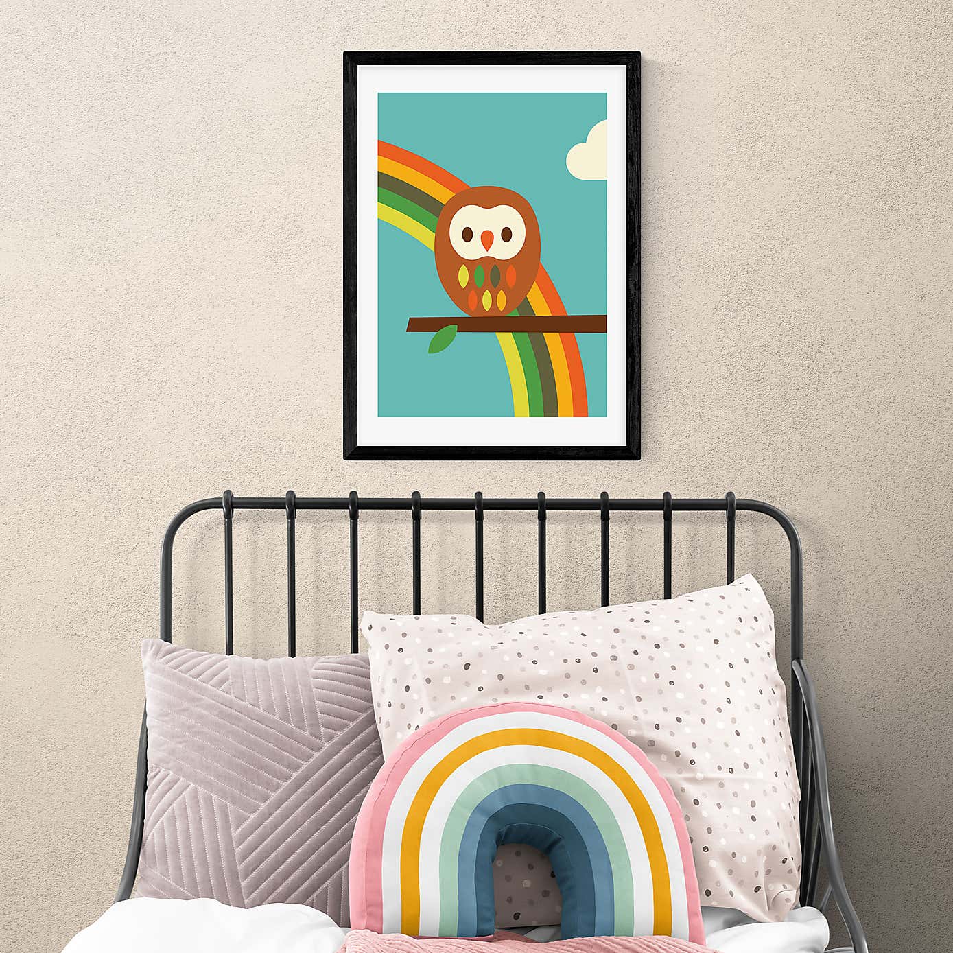 East End Prints Owl and Rainbow Print