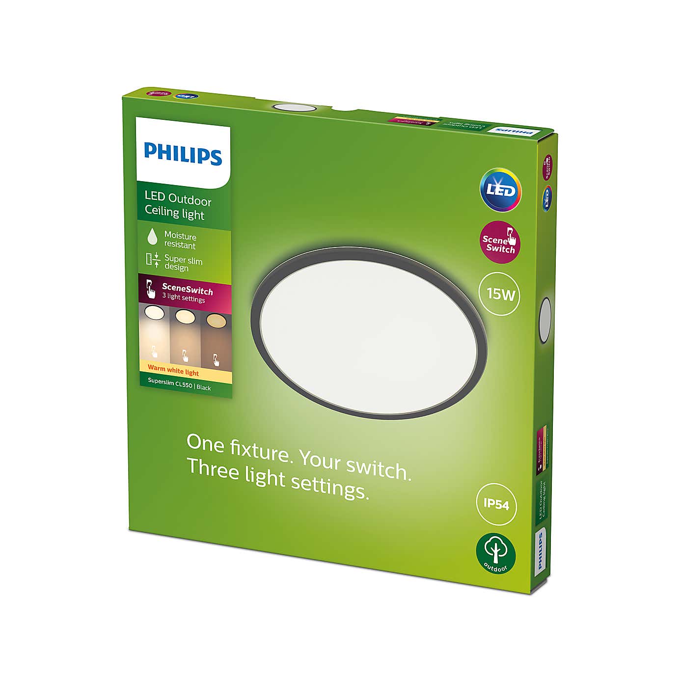 Philips Superslim Integrated LED Outdoor Ceiling Light, Warm White