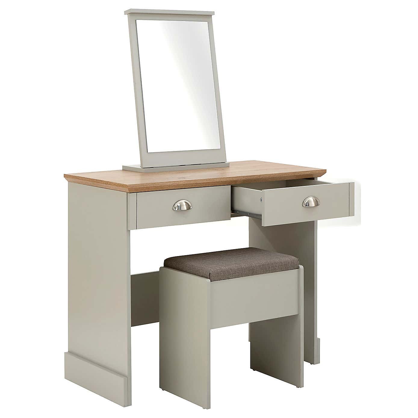 Kendal 2 Drawer Dressing Table Set with Mirror, Grey