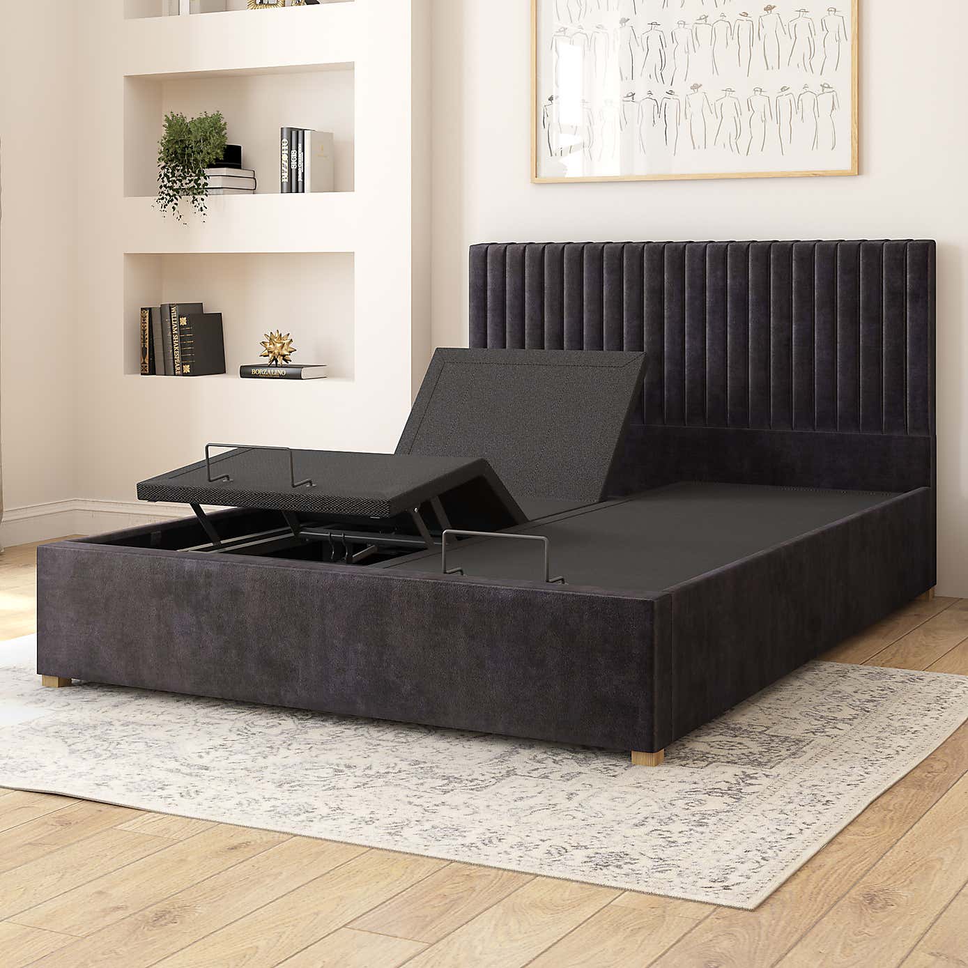 Grant Plush Velvet Adjustable Bed