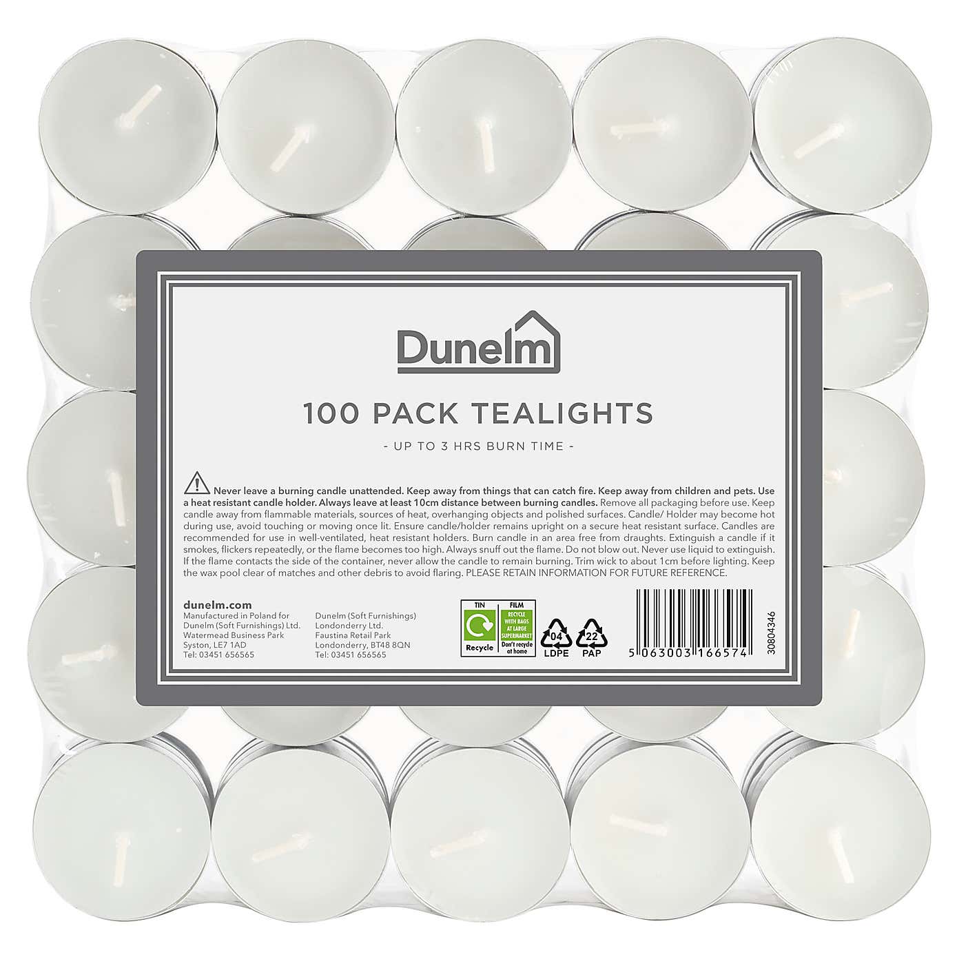 Pack of 100 Unscented Tealights