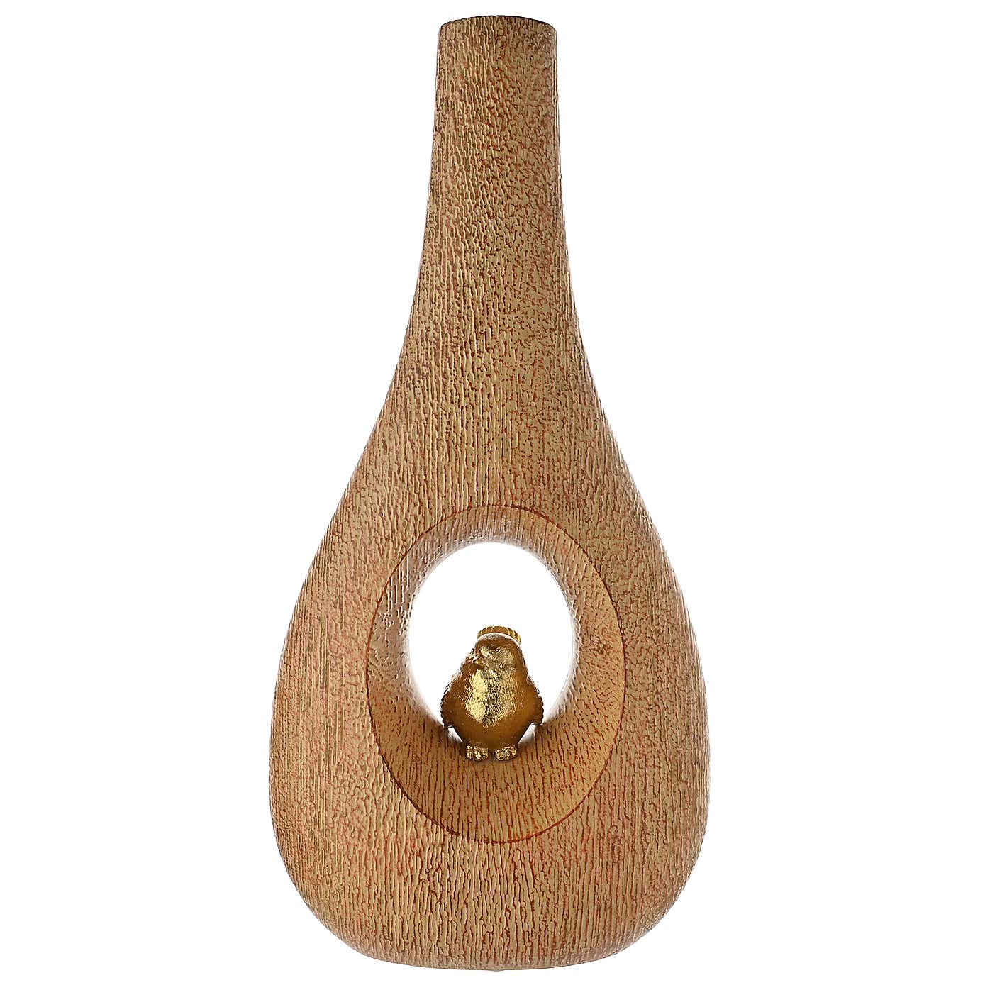 Hestia Bird Wood Effect Vase
