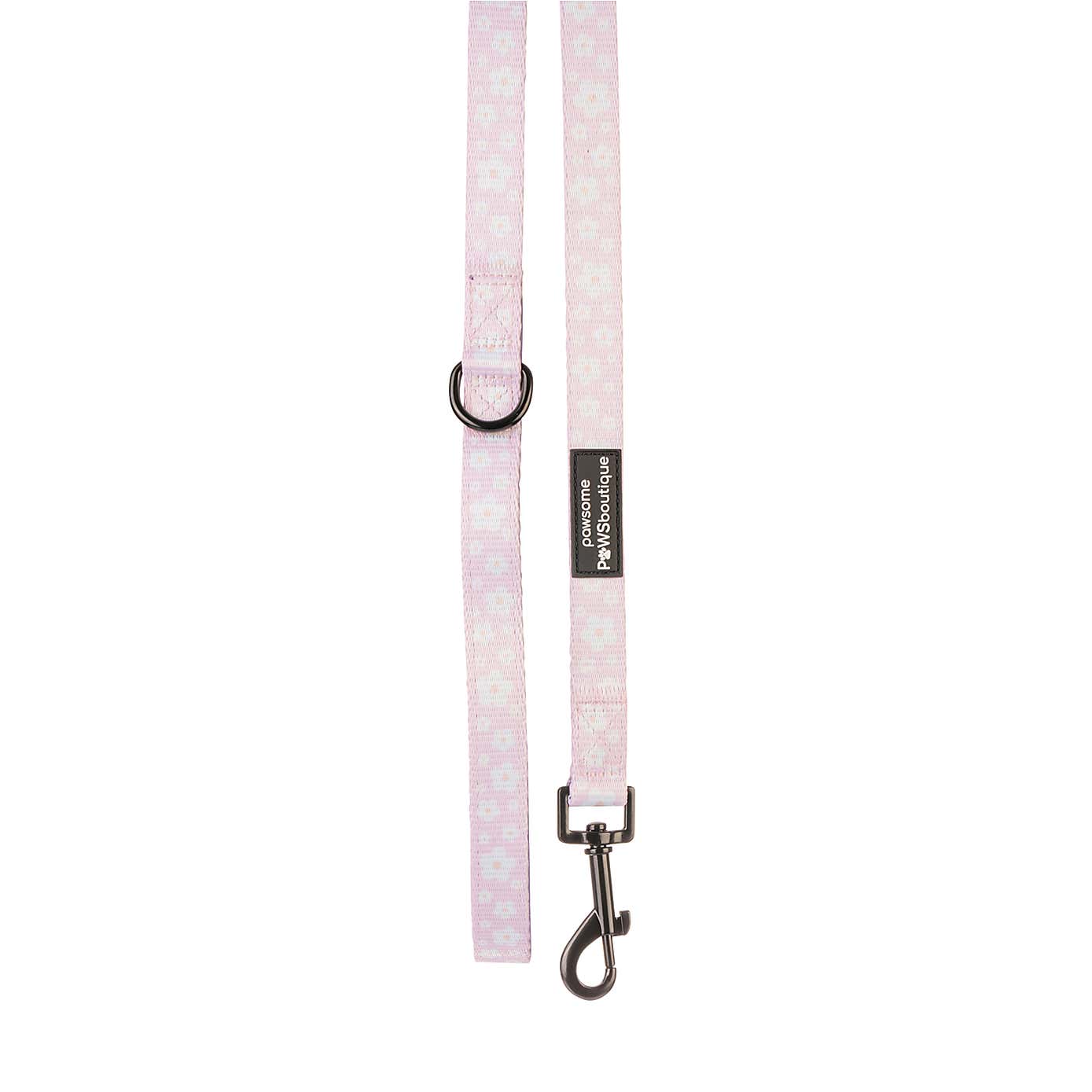 Pink Flowers Dog Collar and Lead Set