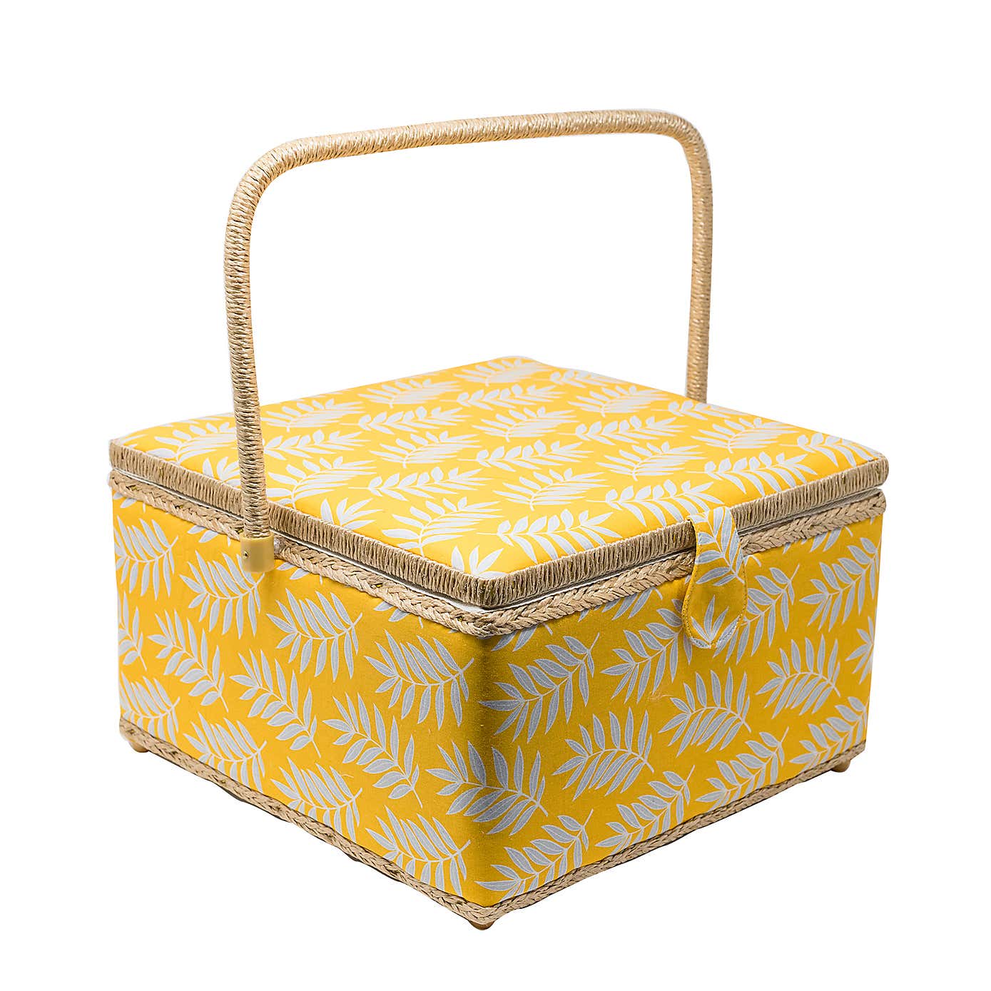 Yellow Fern Extra Large Sewing Basket