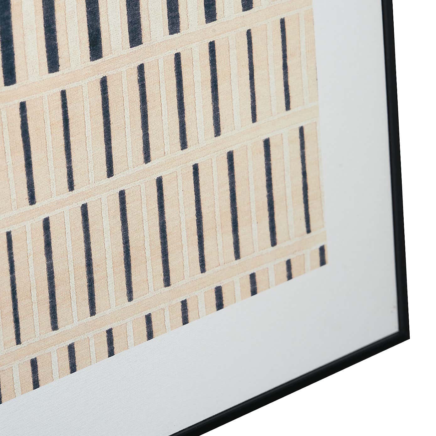 Black Stripe Pattern Natural Framed Canvas