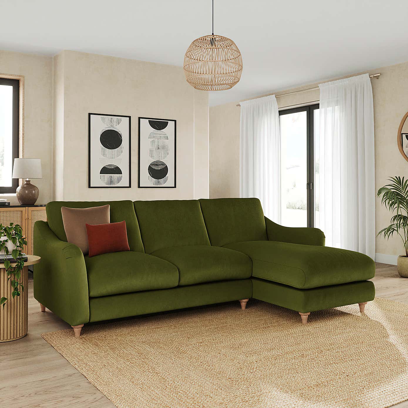 Hattie Matte Plush Velvet Corner Chaise Sofa