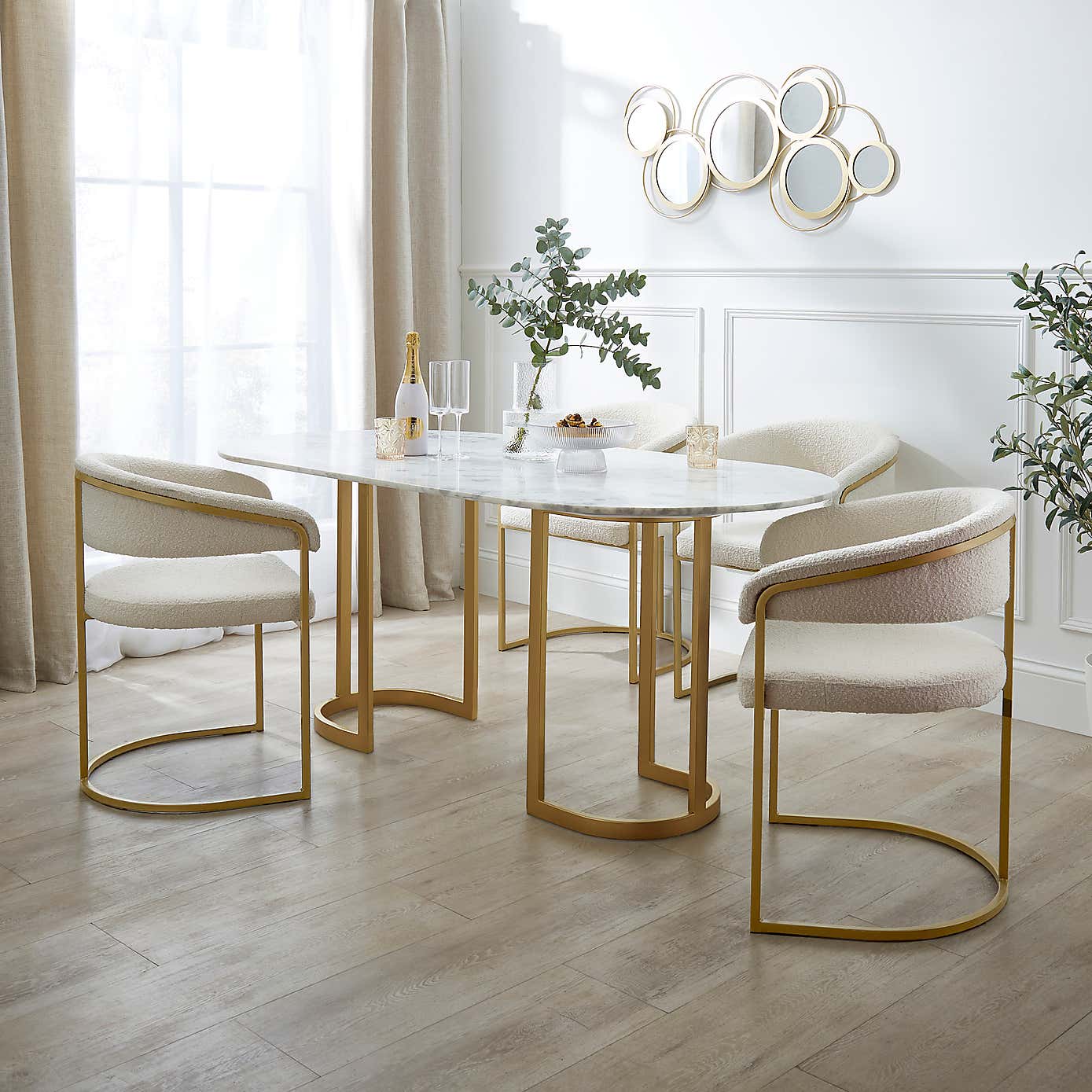 Sascha 6 Seater Oval Dining Table, Marble