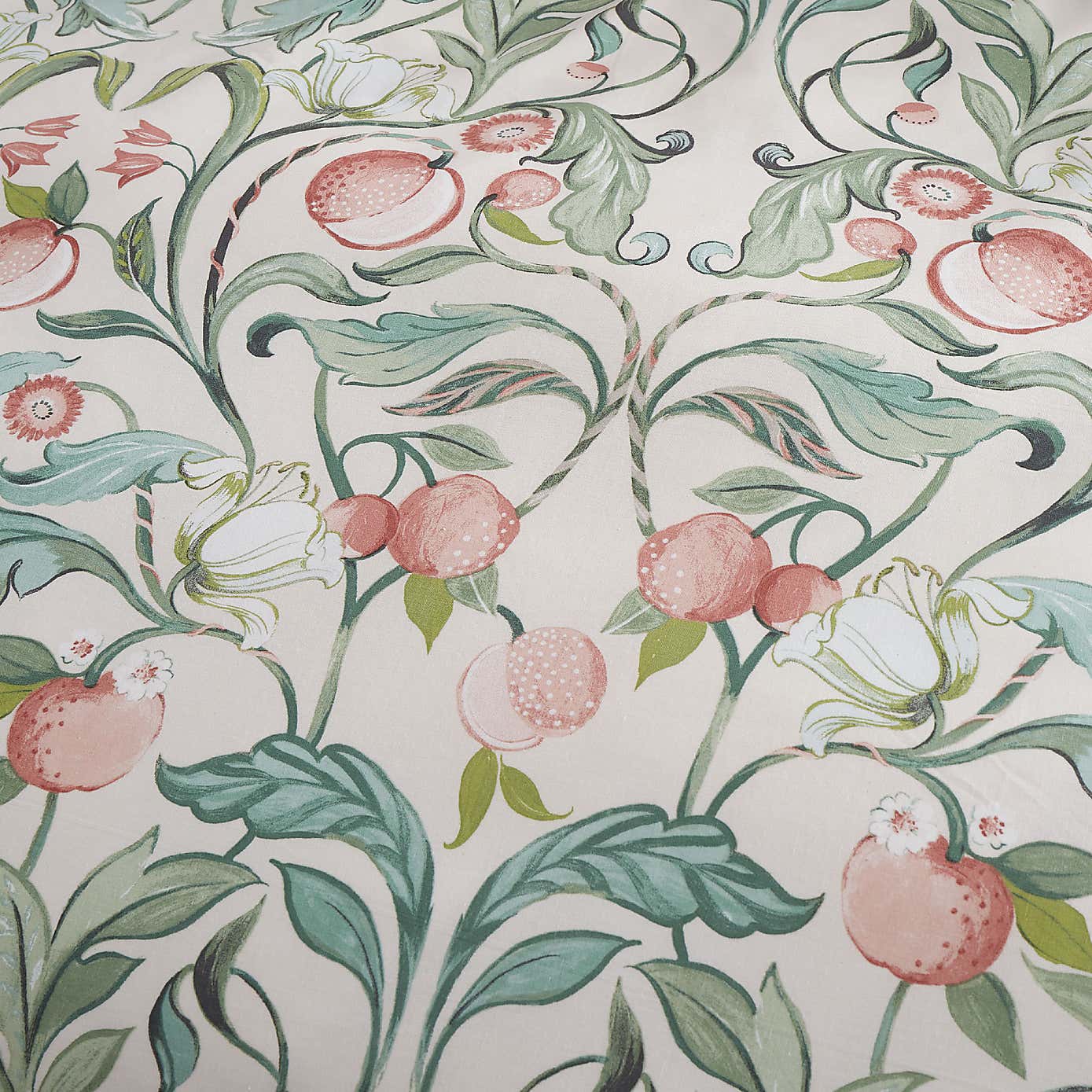 Catherine Lansfield Clarence Floral Reversible Natural Duvet Cover & Pillowcase Set