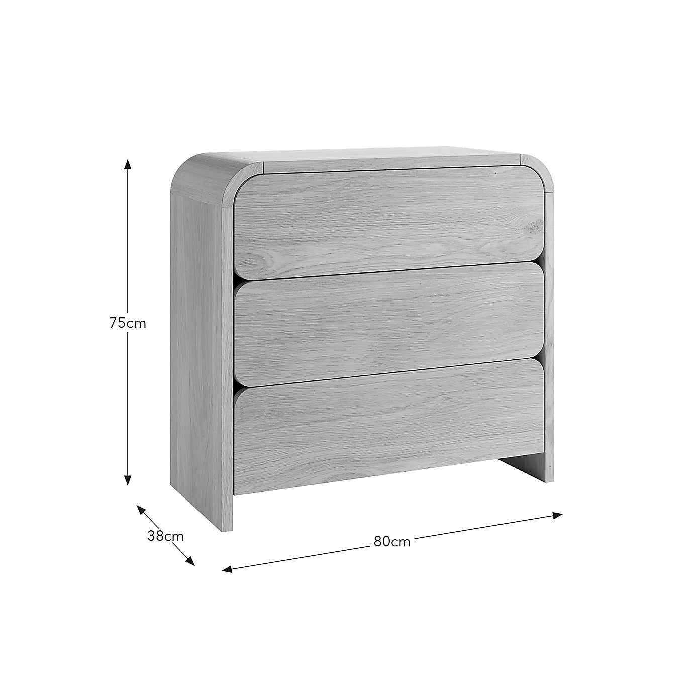 Bennett 3 Drawer Chest, Light Oak