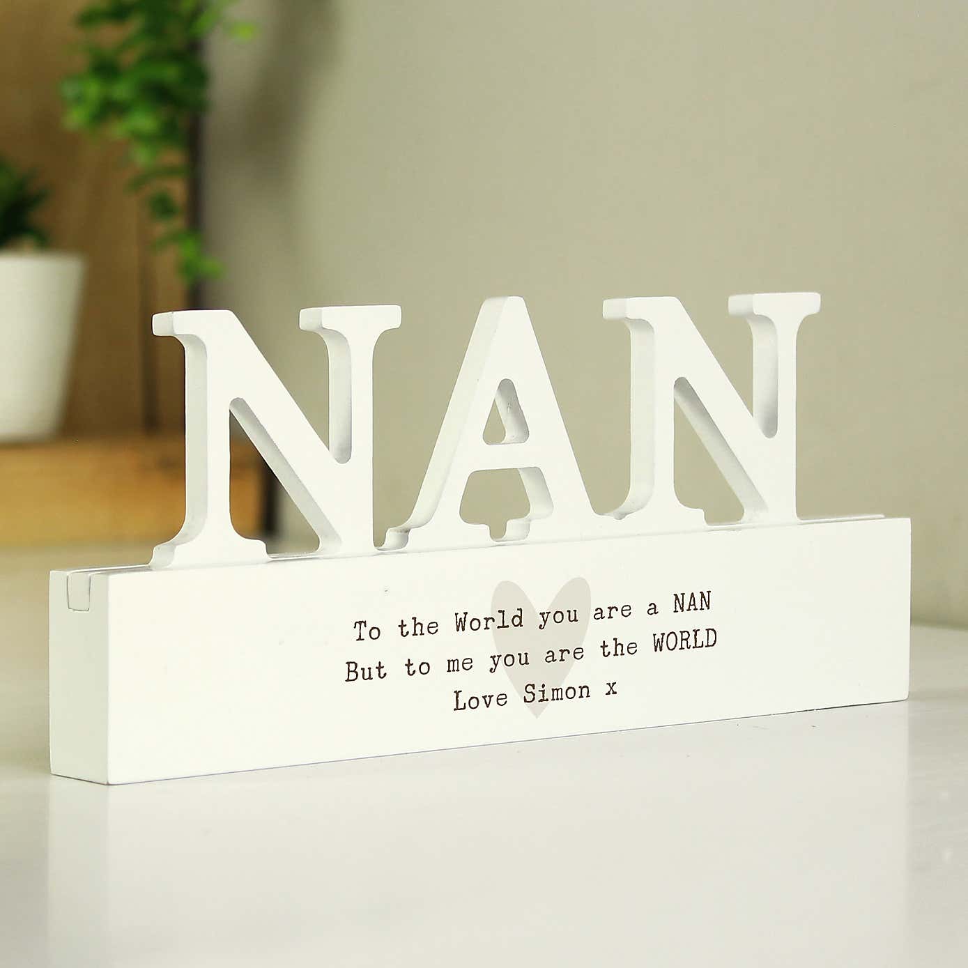 Personalised Heart Wooden Nan Ornament