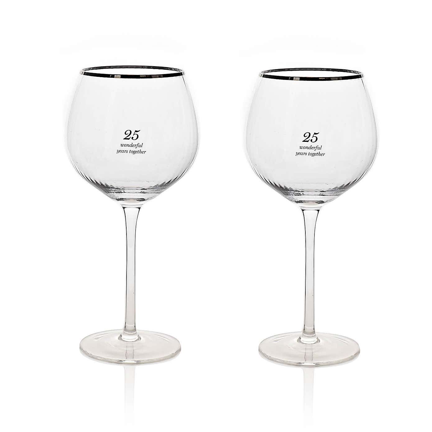 Amore Set of 2 25th Anniversary Gin Glasses