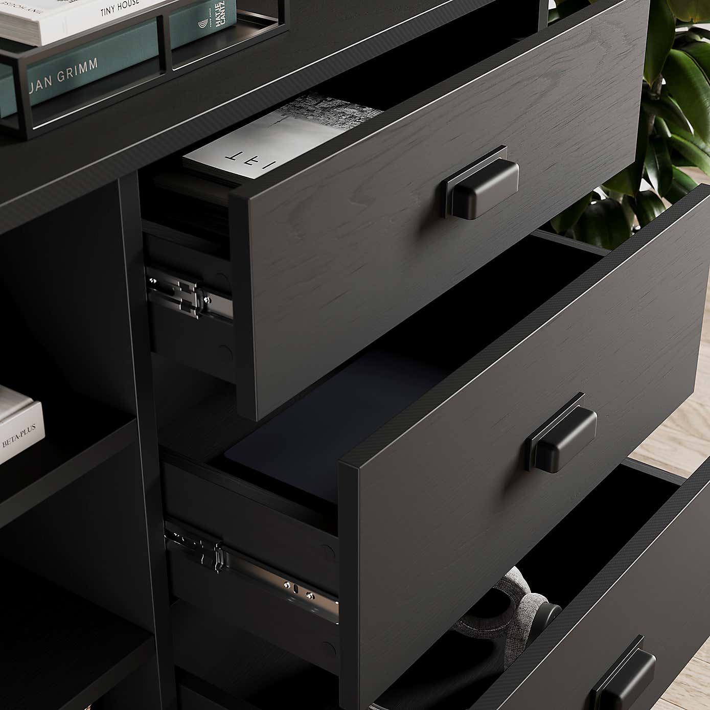 Fulton Small Sideboard, Black Oak