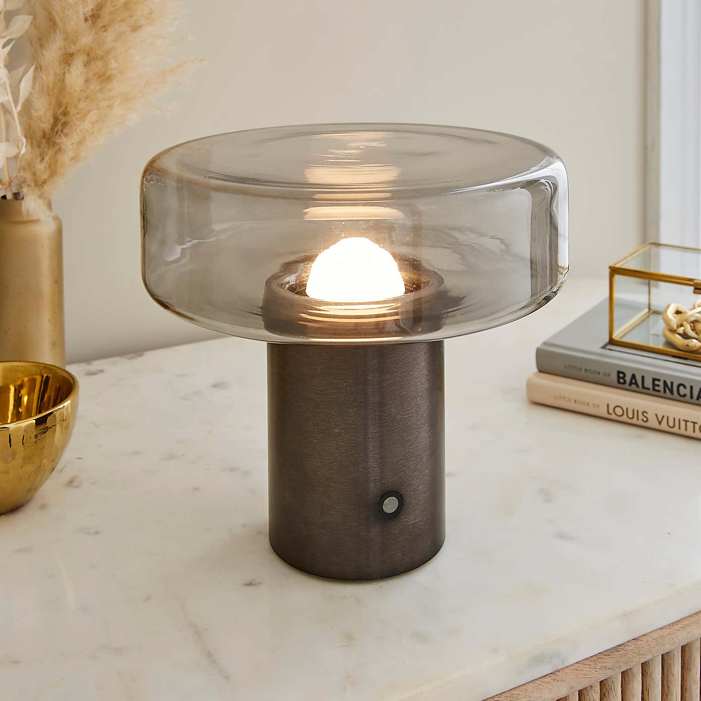 Dorien Glass Rechargable Table Lamp