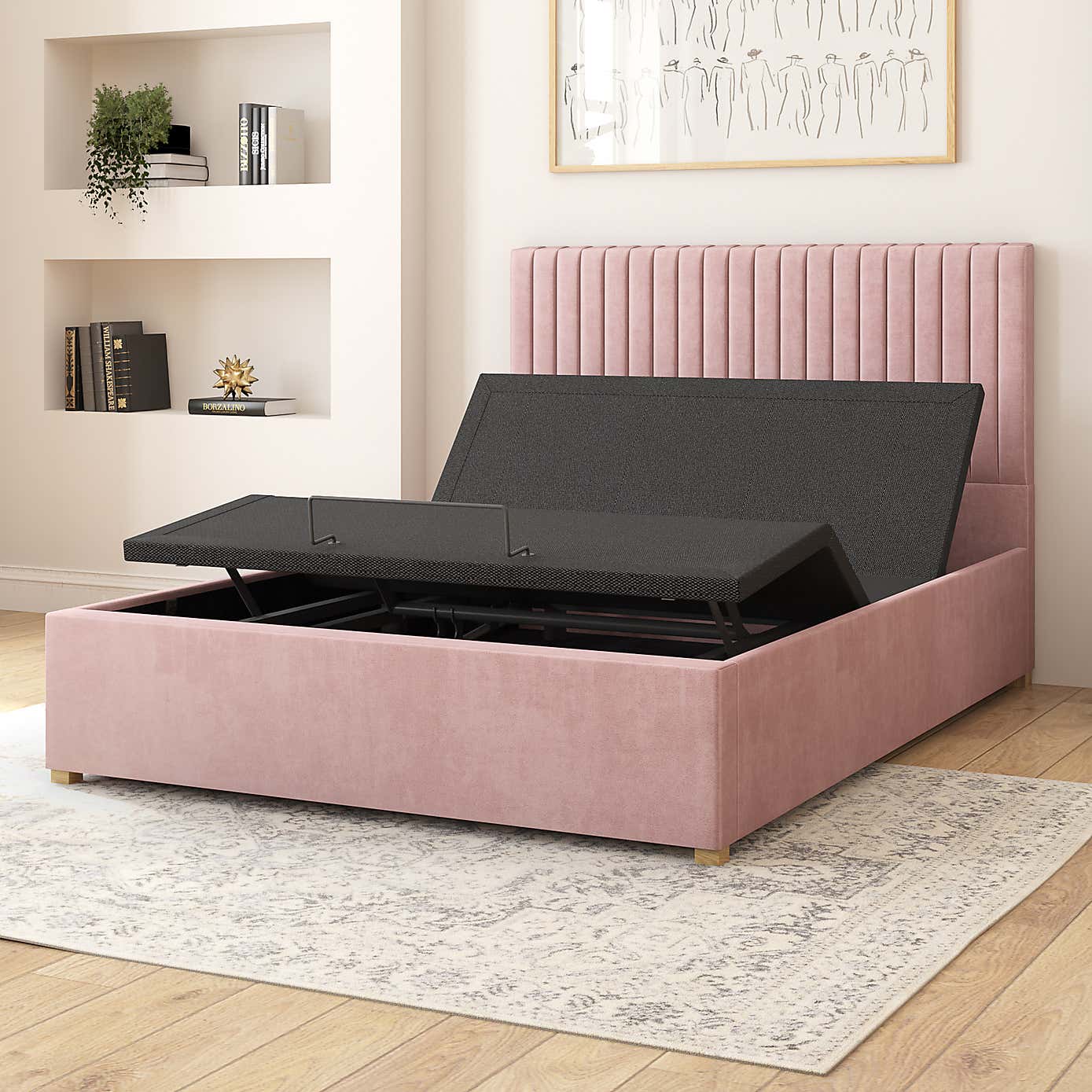 Grant Plush Velvet Adjustable Bed