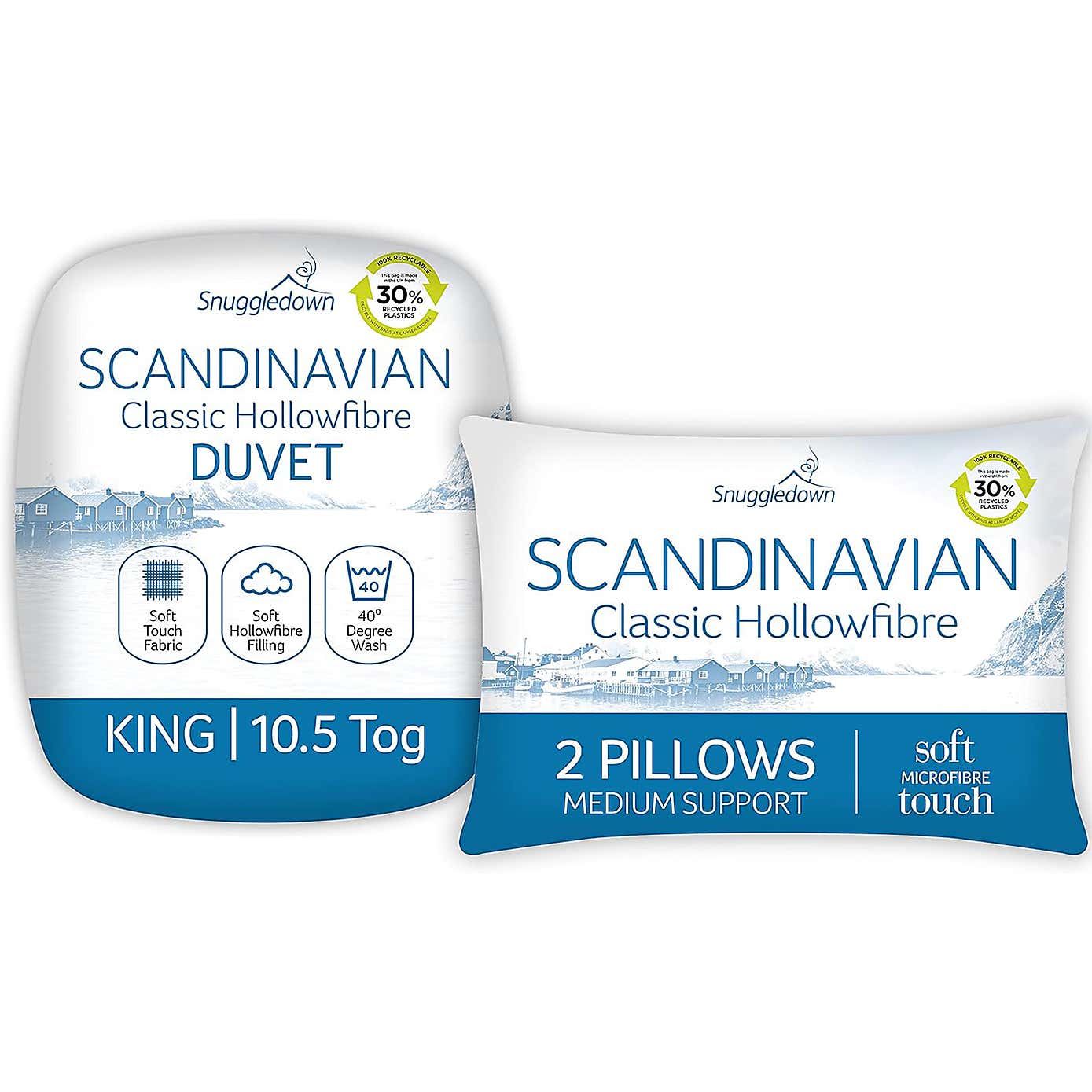 Snuggledown Scandinavian Hollowfibre 10.5 Tog Duvet and Pillow Set