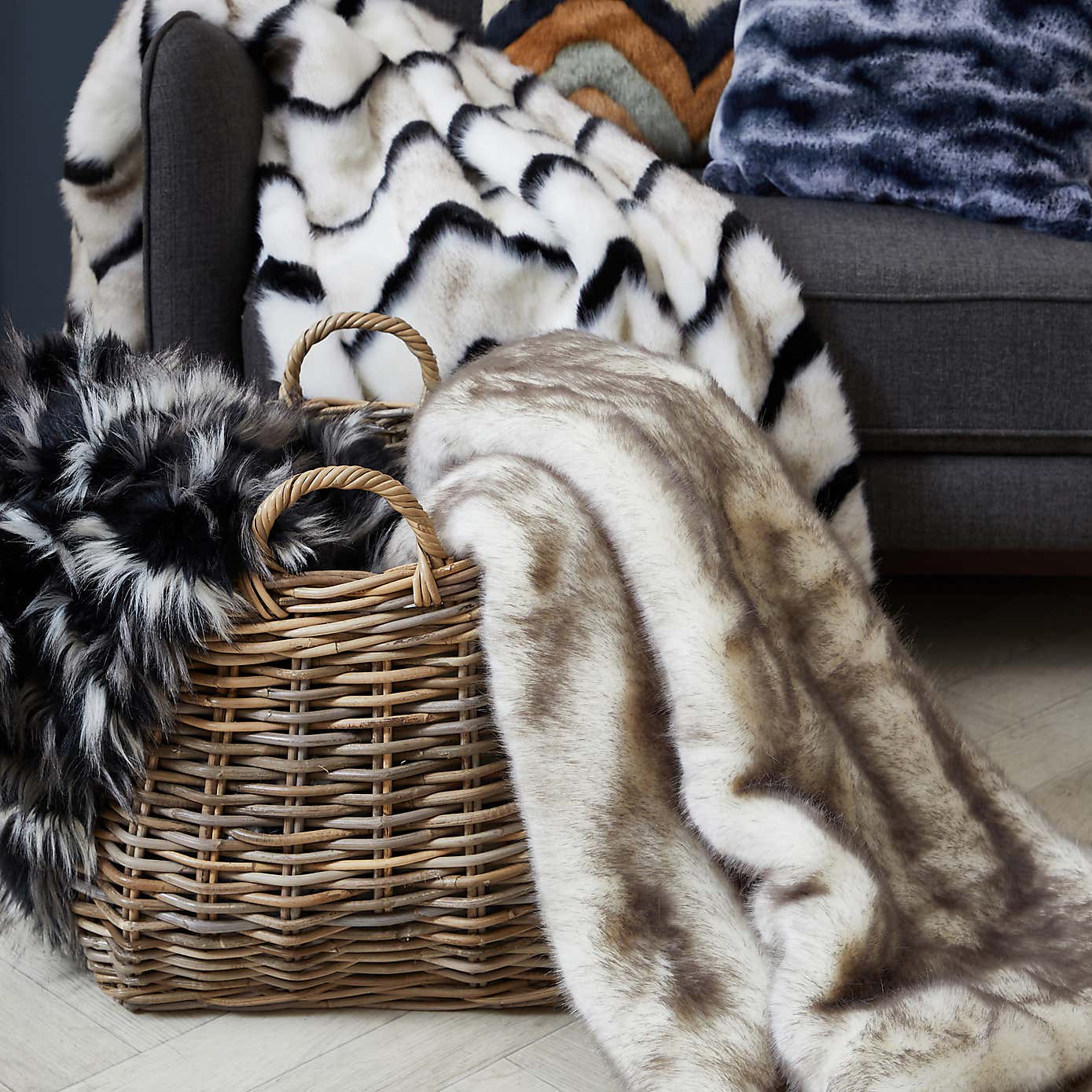 Eska Zigzag Faux Fur Cushion