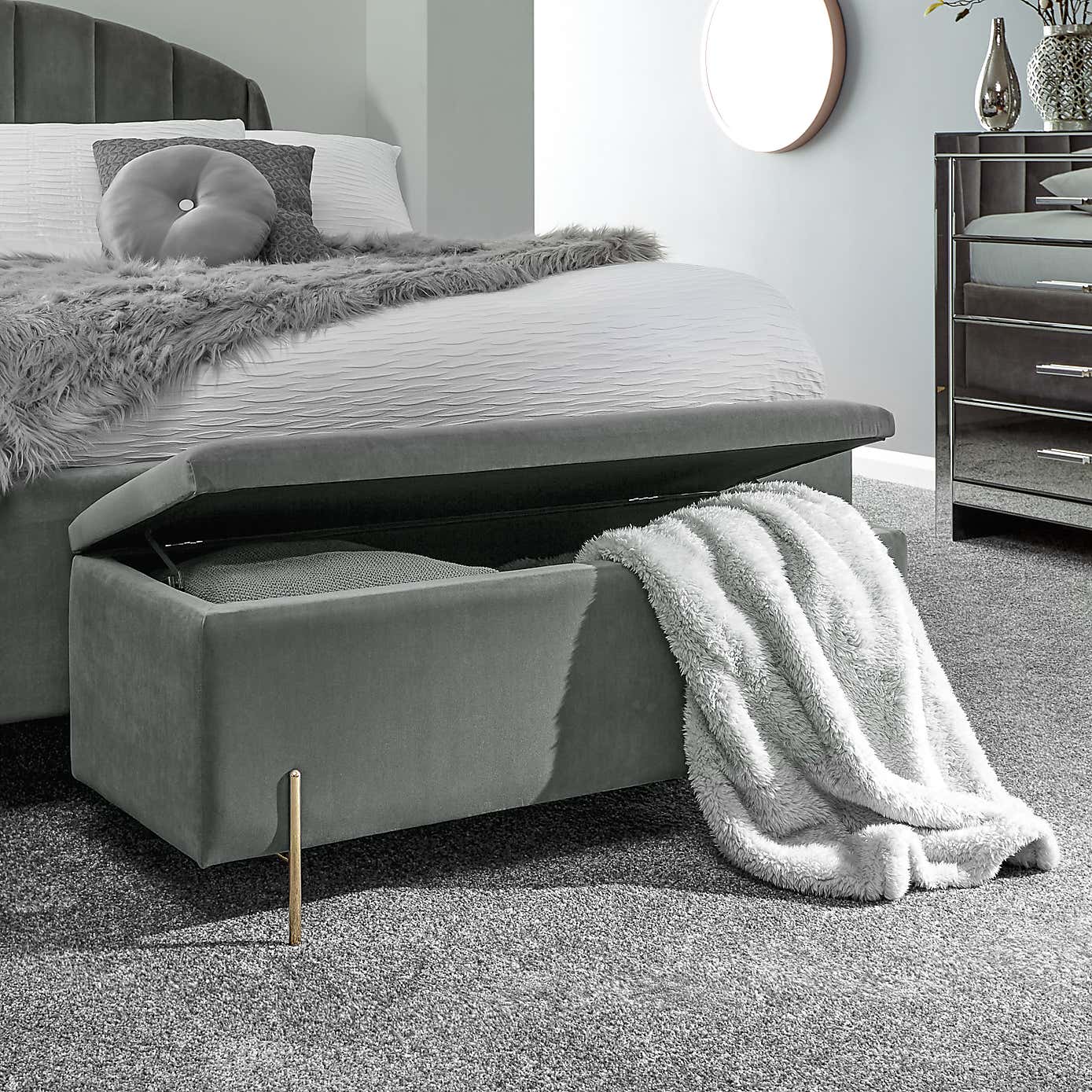 Mystica Velour Ottoman Storage Bench