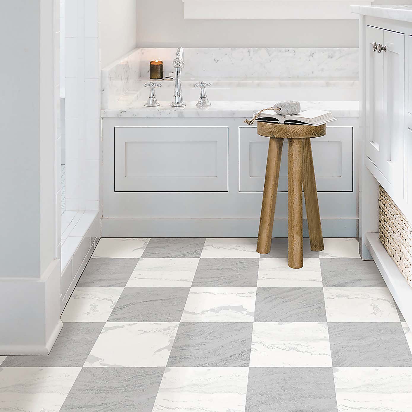 Langley Grey Peel and Stick Floor Tiles